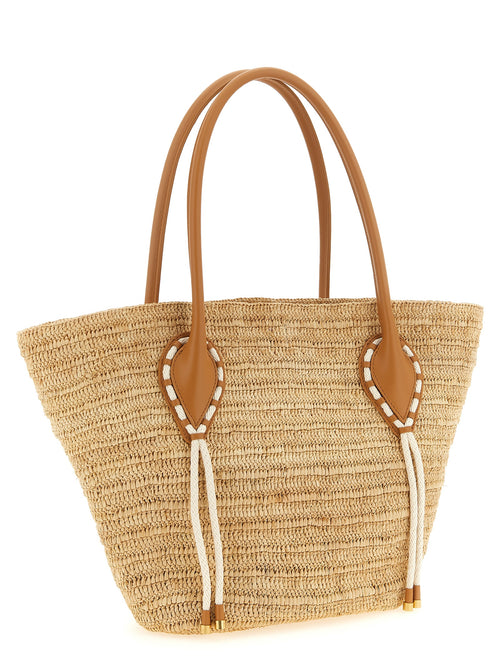 Beige Raffia Tote Bag