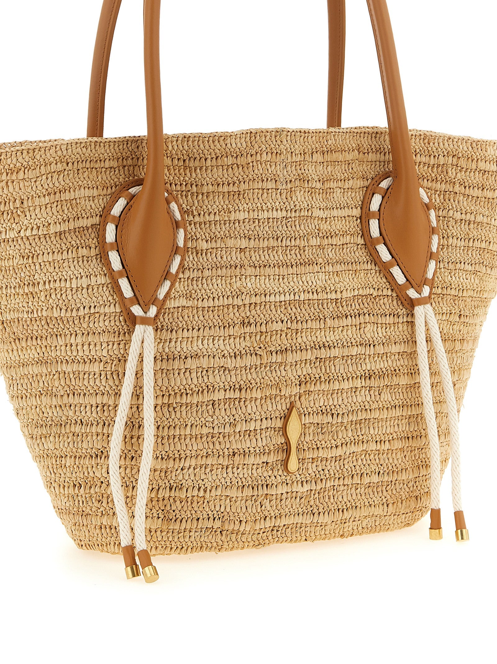 Beige Raffia Tote Bag