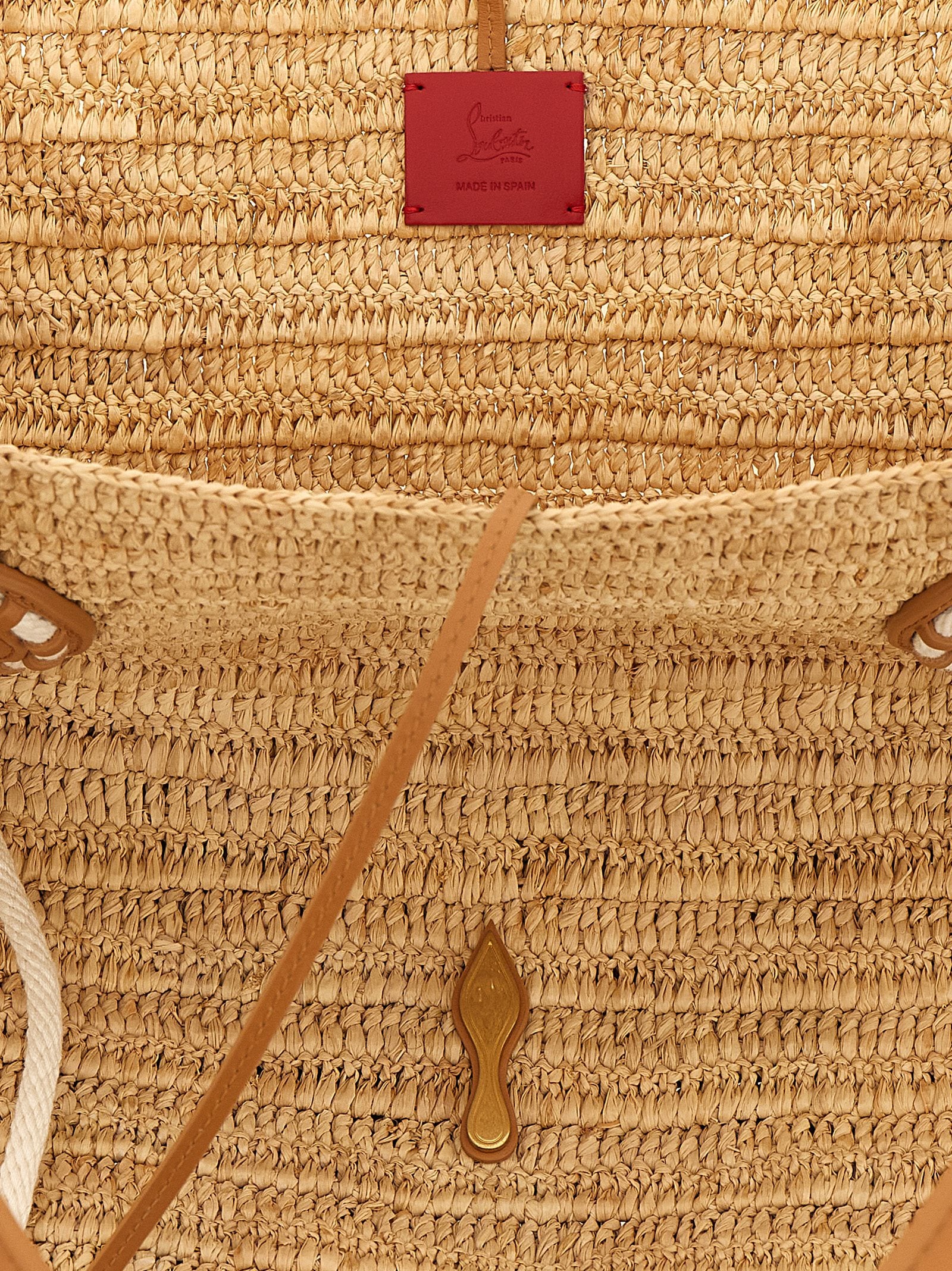Beige Raffia Tote Bag