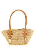 Beige Raffia Tote Bag