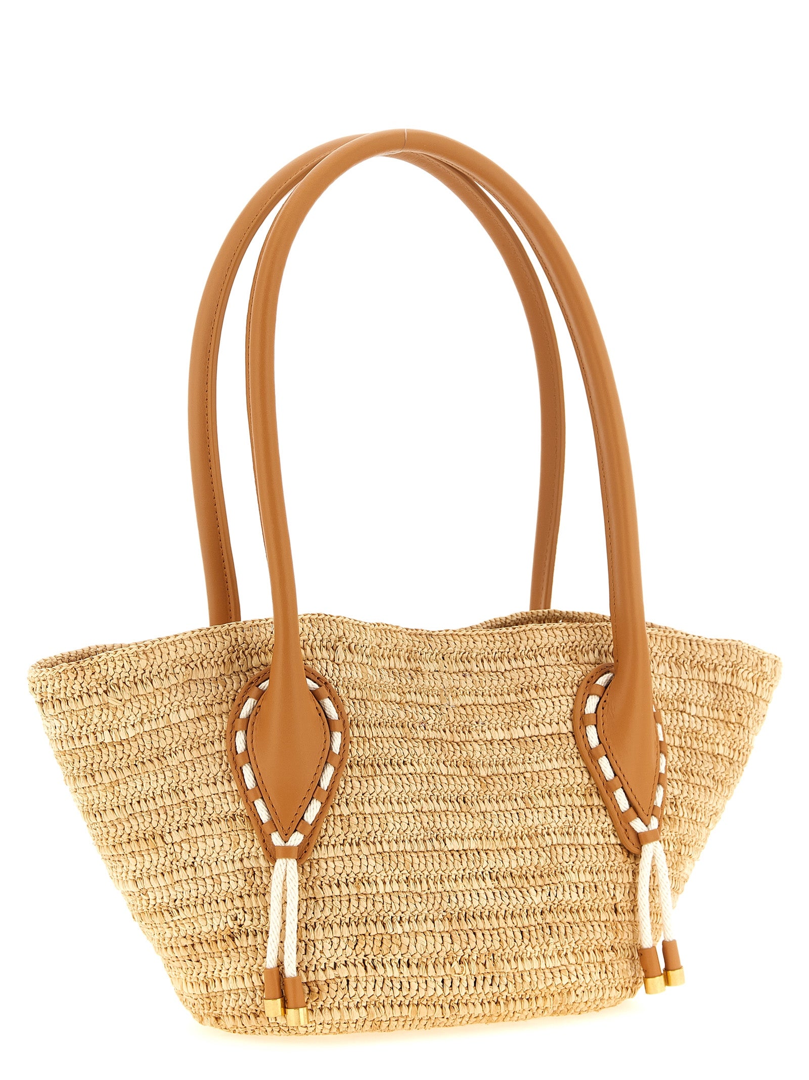 Beige Raffia Tote Bag