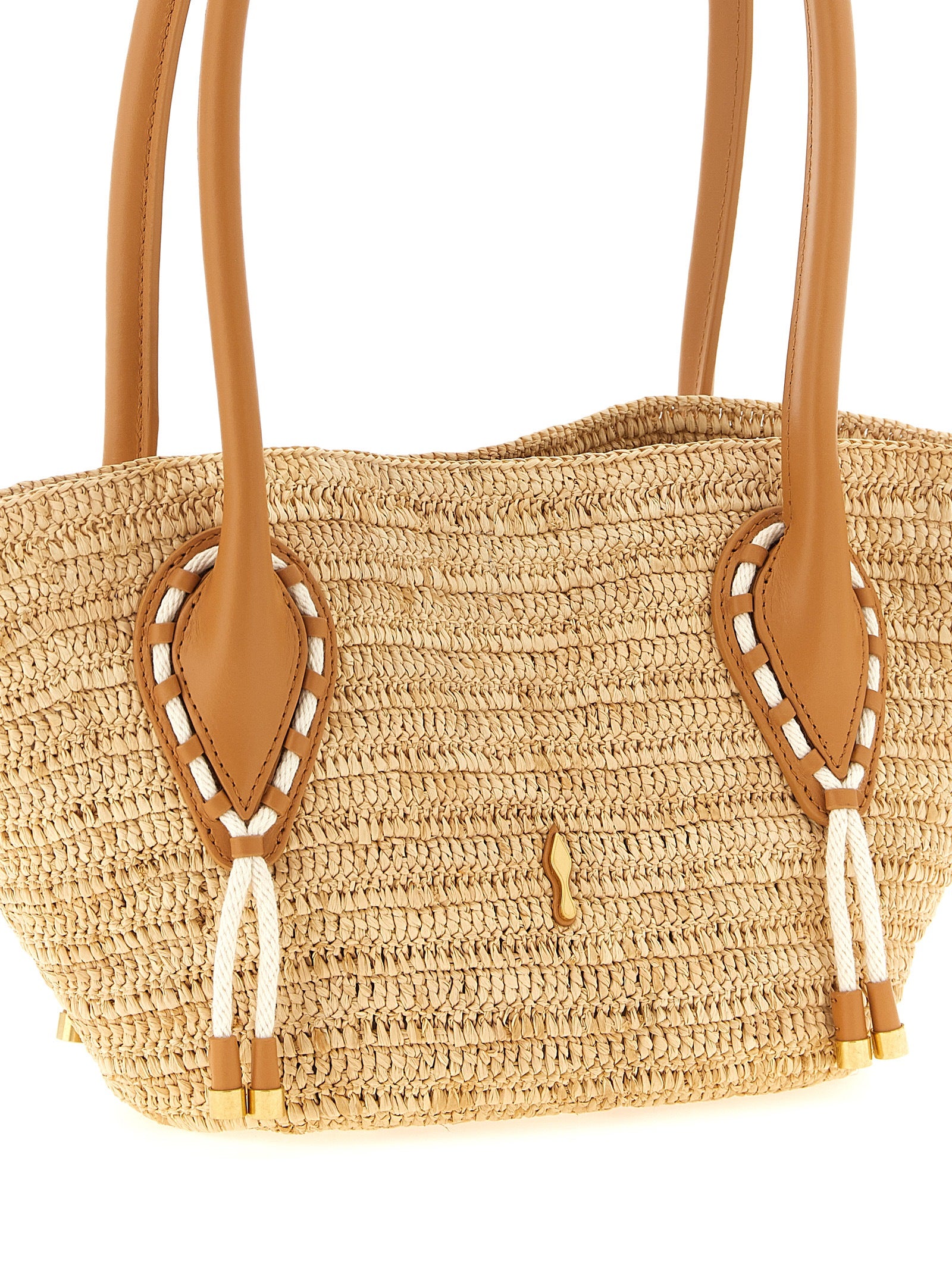 Beige Raffia Tote Bag
