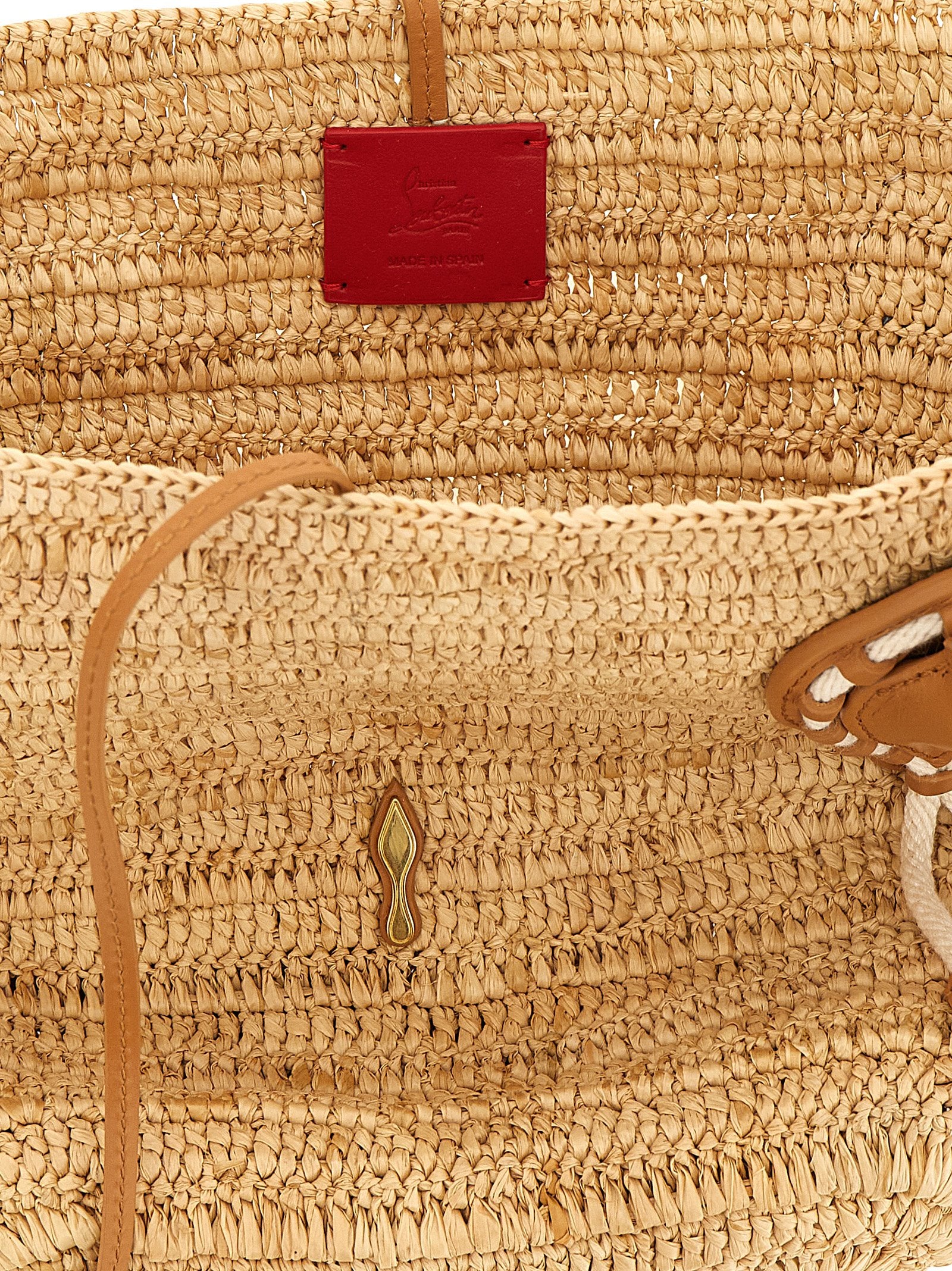 Beige Raffia Tote Bag