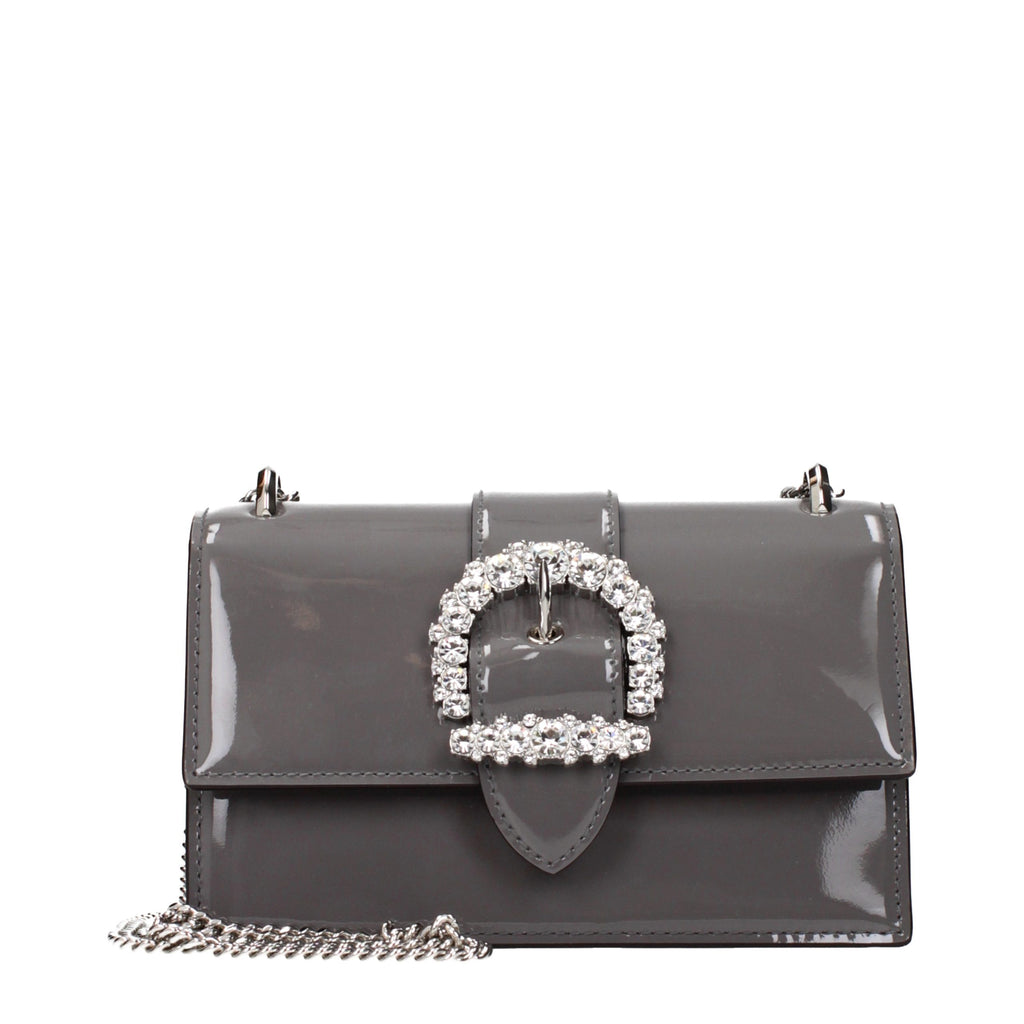 Gray Leather Shoulder Bag
