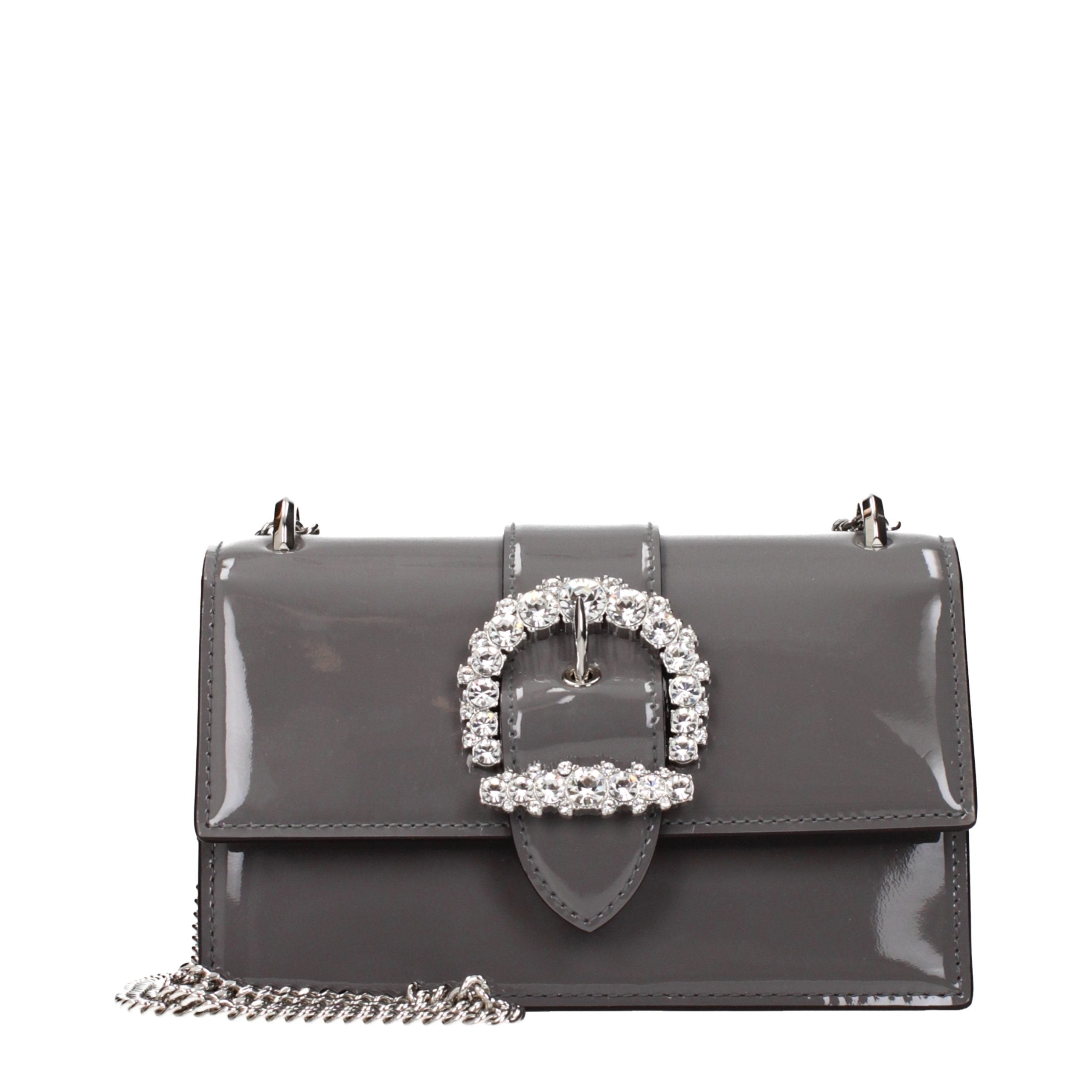 Gray Leather Shoulder Bag