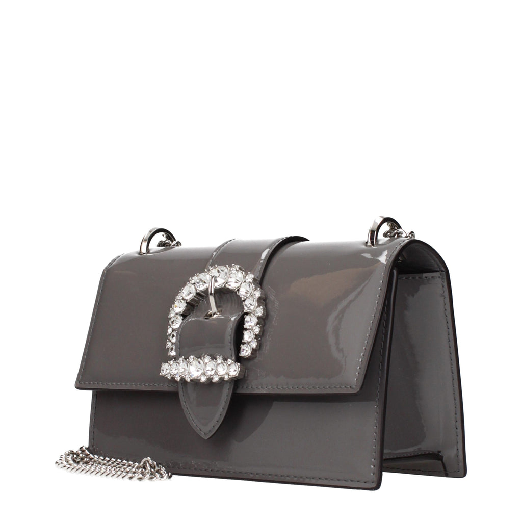 Gray Leather Shoulder Bag