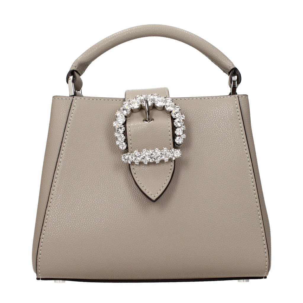 Gray Leather Handbag