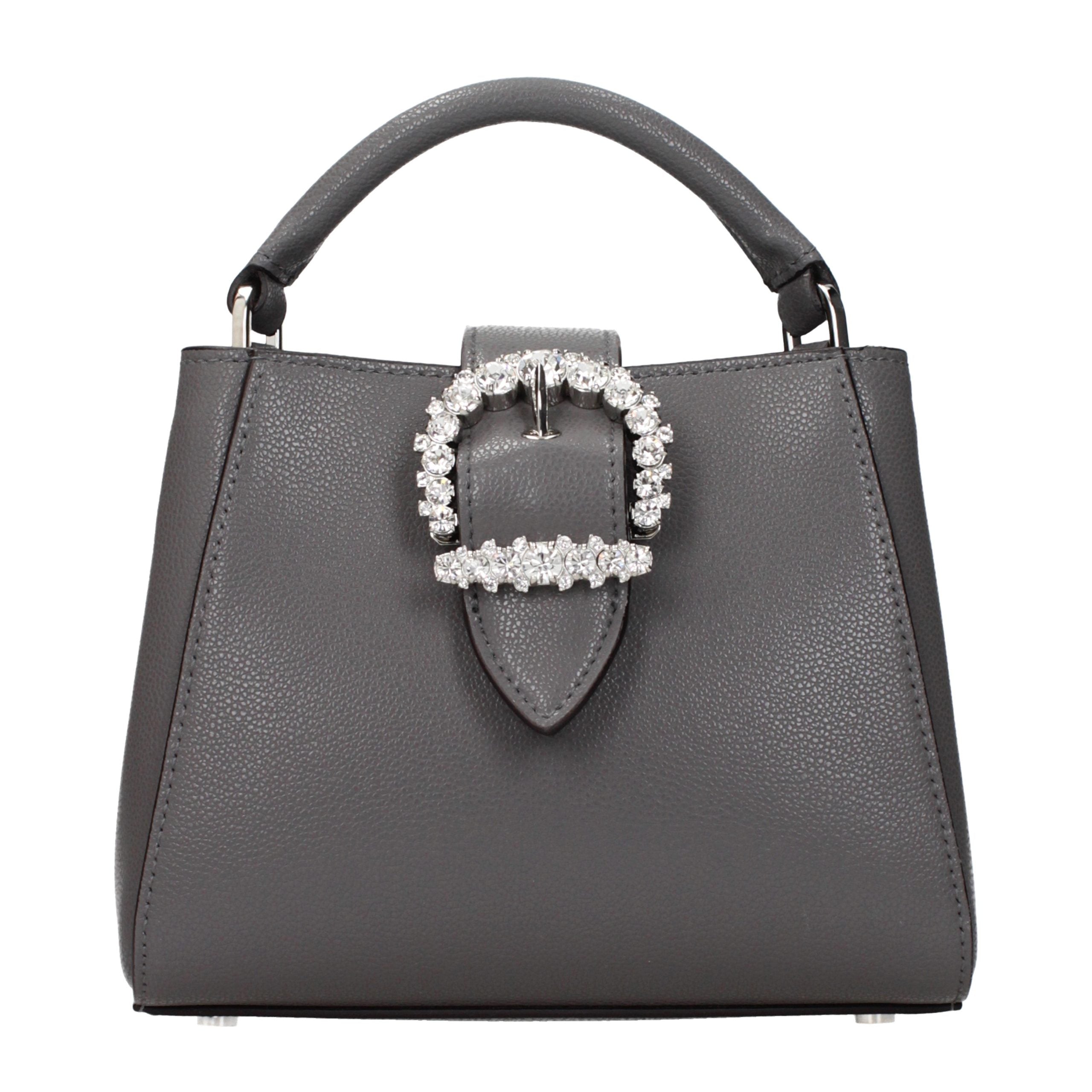 Gray Leather Handbag