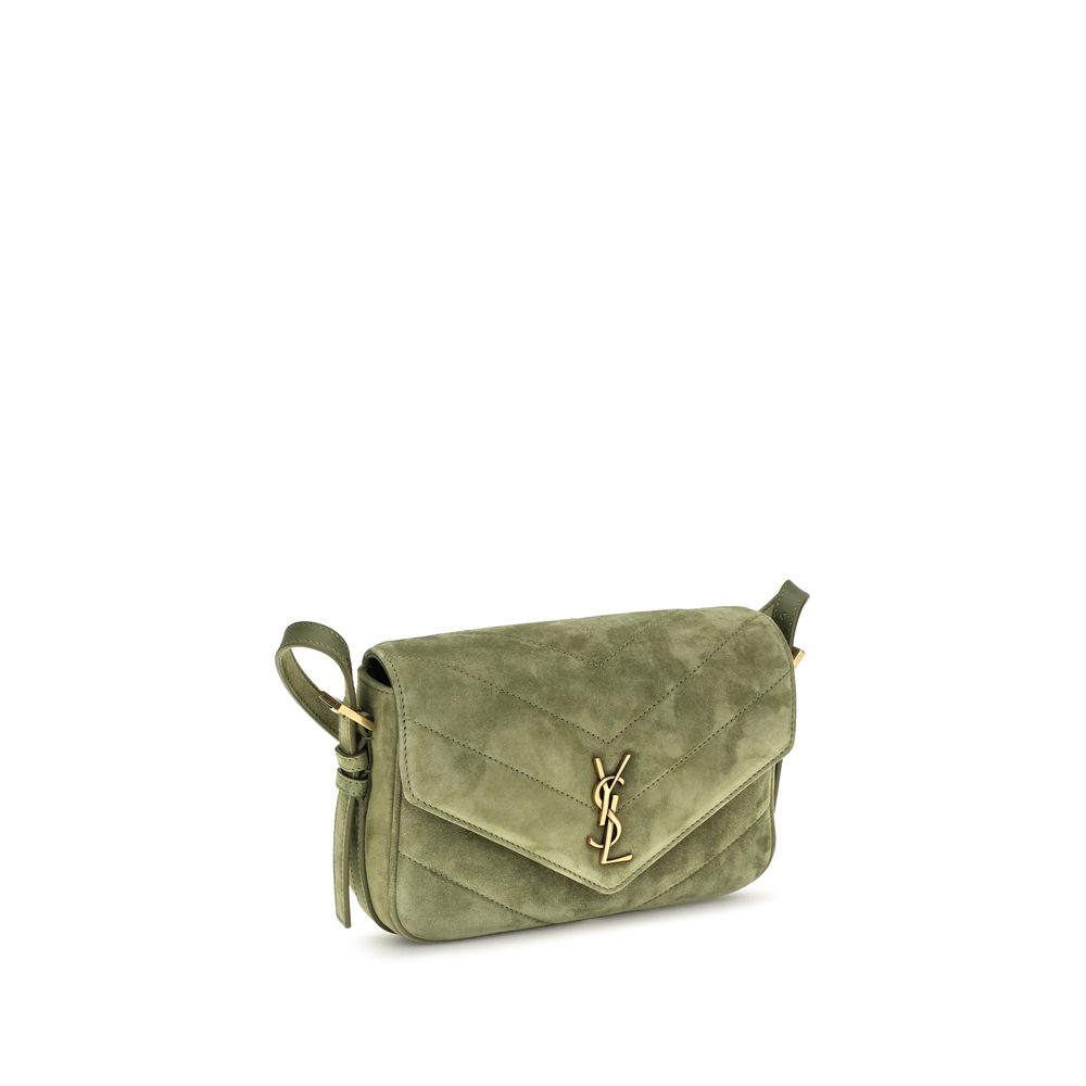 Bicolor Suede Leather Shoulder Bag