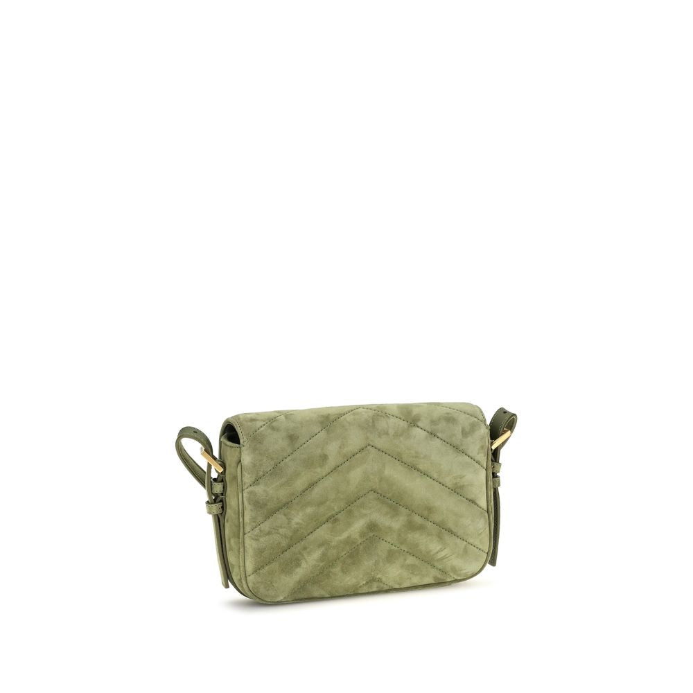 Bicolor Suede Leather Shoulder Bag