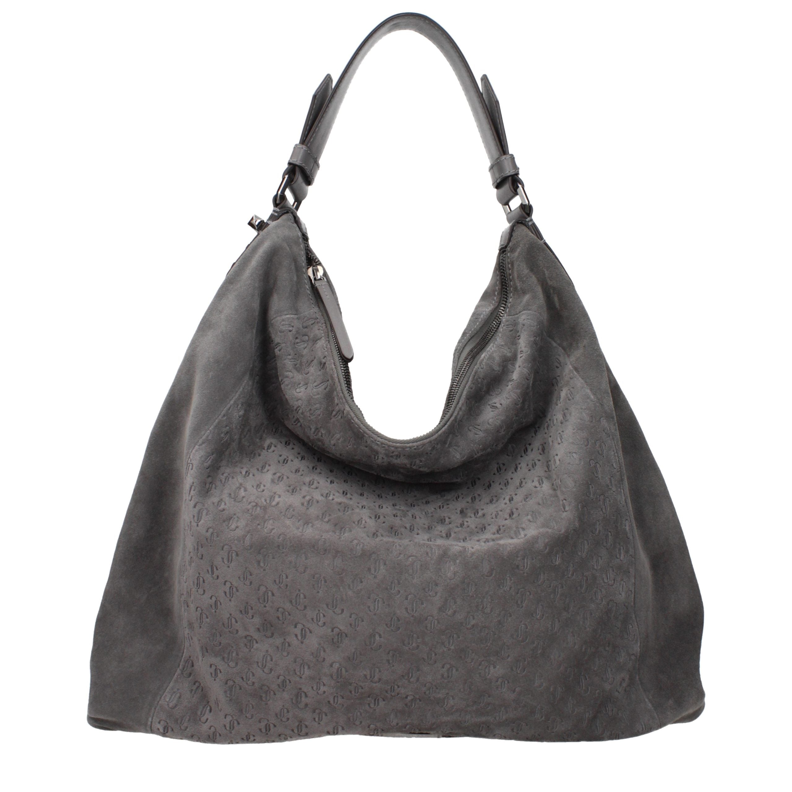 Gray Leather Shoulder Bag
