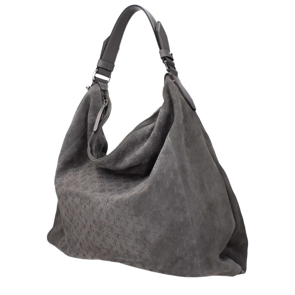 Gray Leather Shoulder Bag