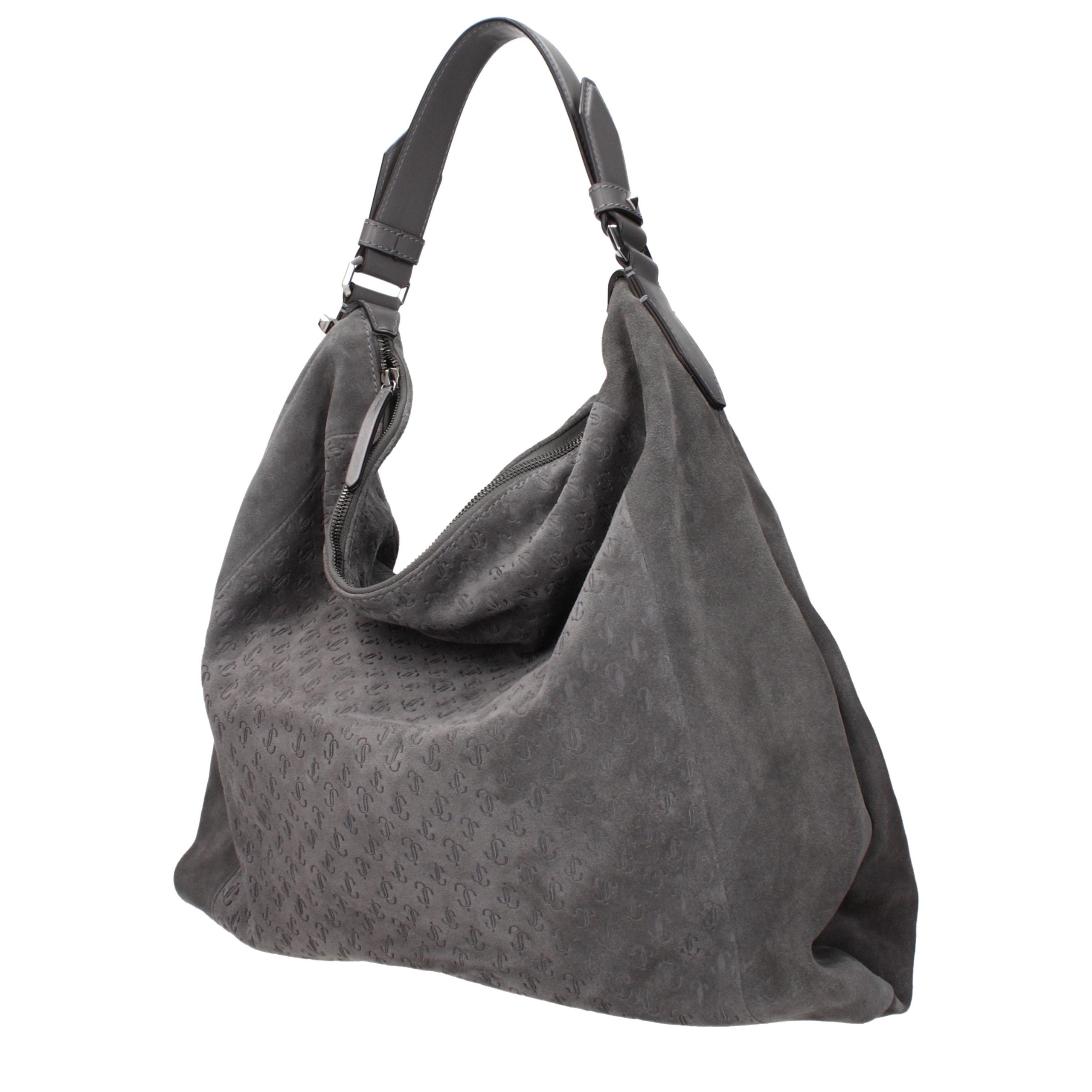 Gray Leather Shoulder Bag