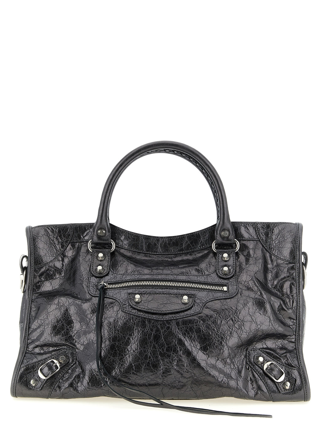 Silver Lamb Leather Handbag