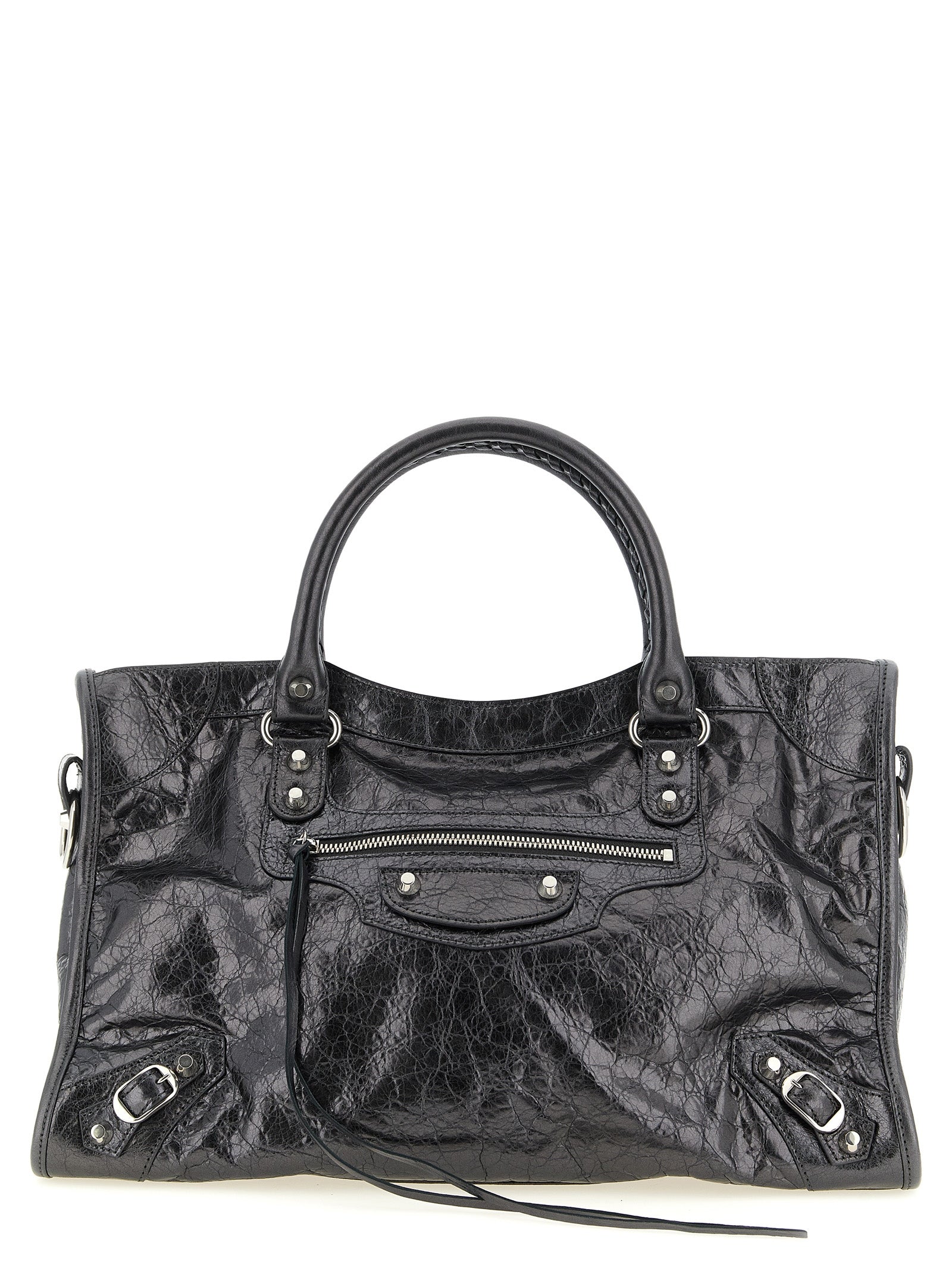 Silver Lamb Leather Handbag