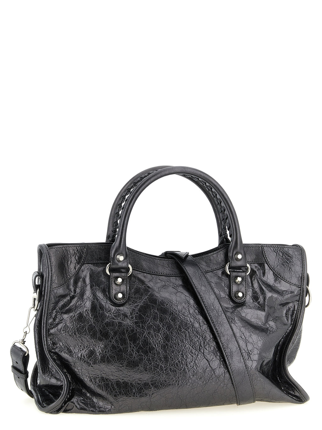 Silver Lamb Leather Handbag