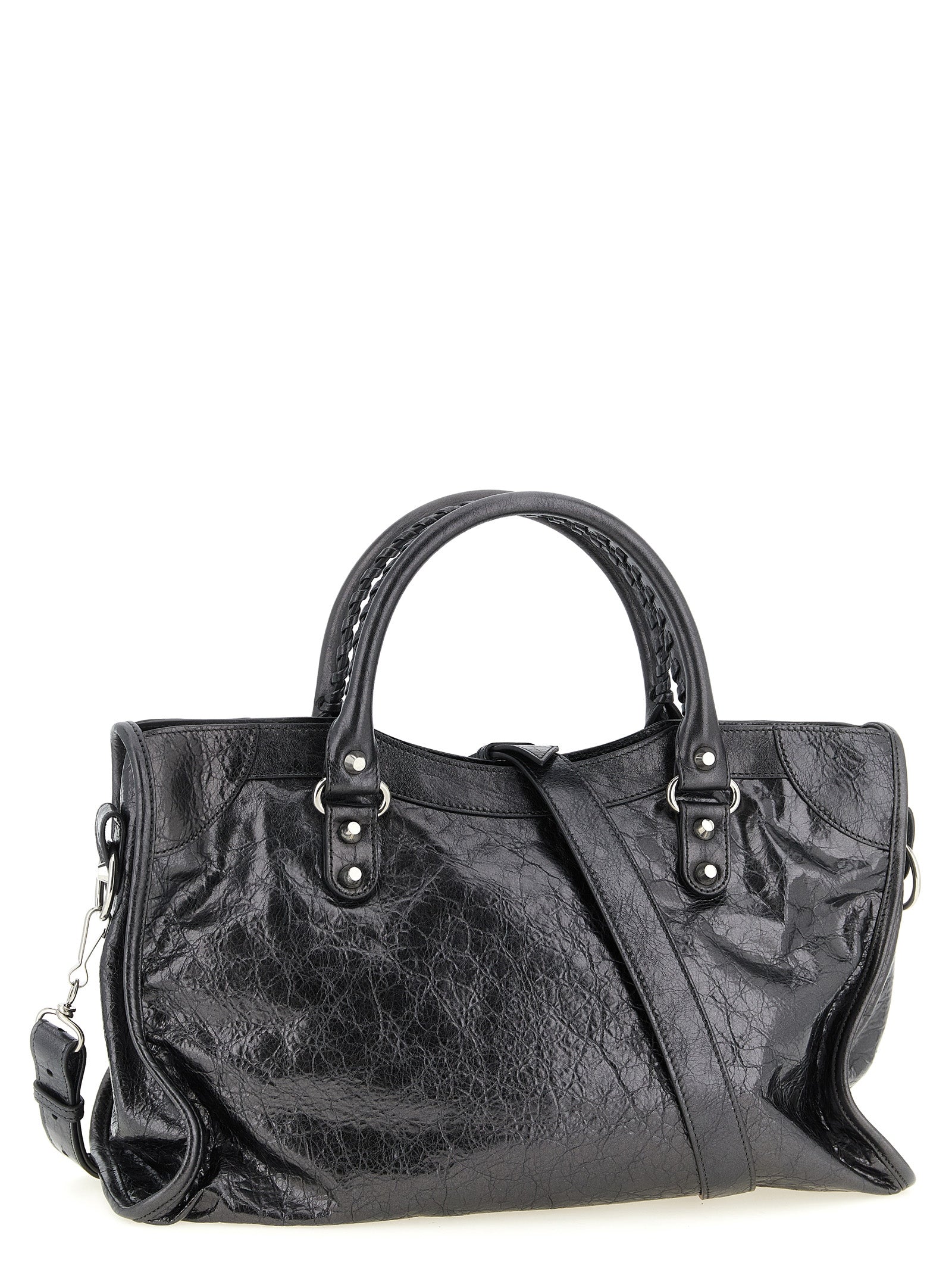 Silver Lamb Leather Handbag