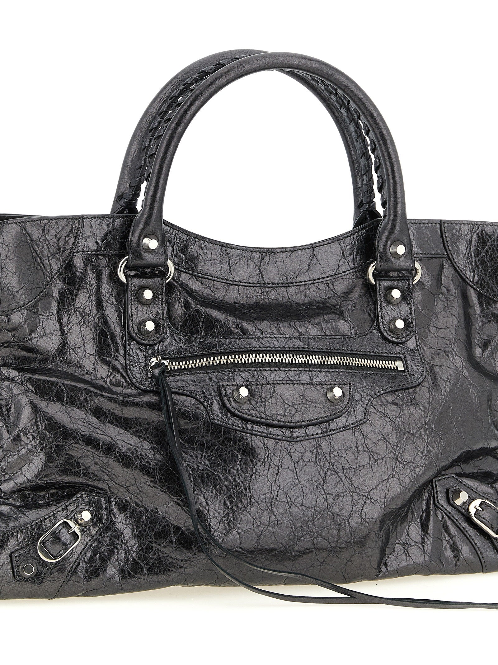 Silver Lamb Leather Handbag