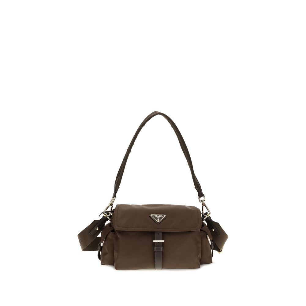 Brown Recycled Polyamide Shoulder Bag