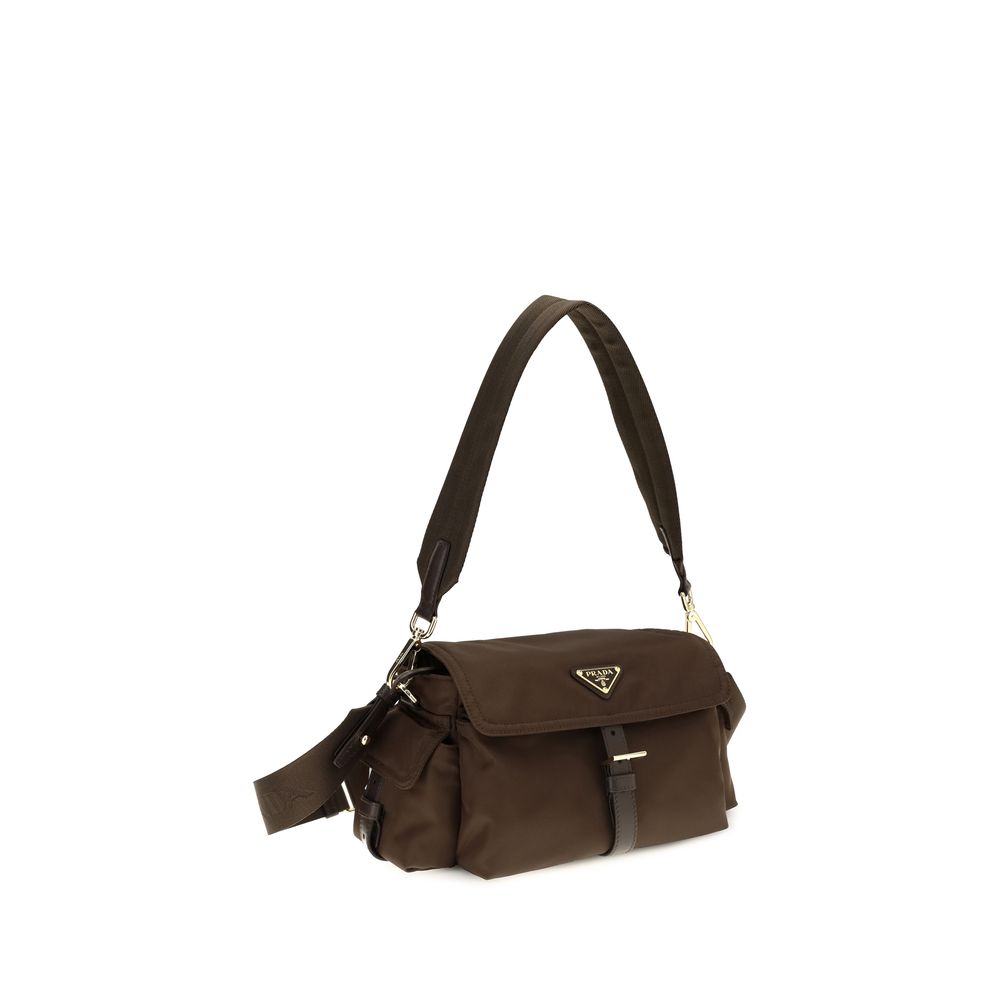 Brown Recycled Polyamide Shoulder Bag