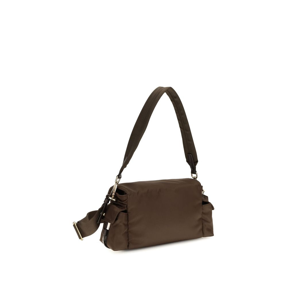 Brown Recycled Polyamide Shoulder Bag