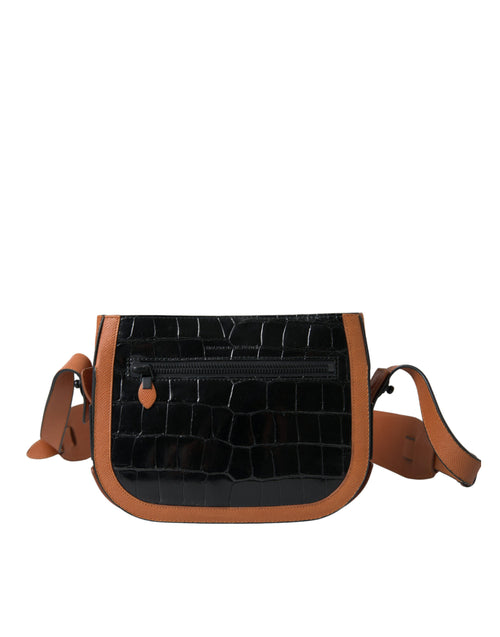 Black Brown Exotic Skin Leather Shoulder Camera Purse Bag